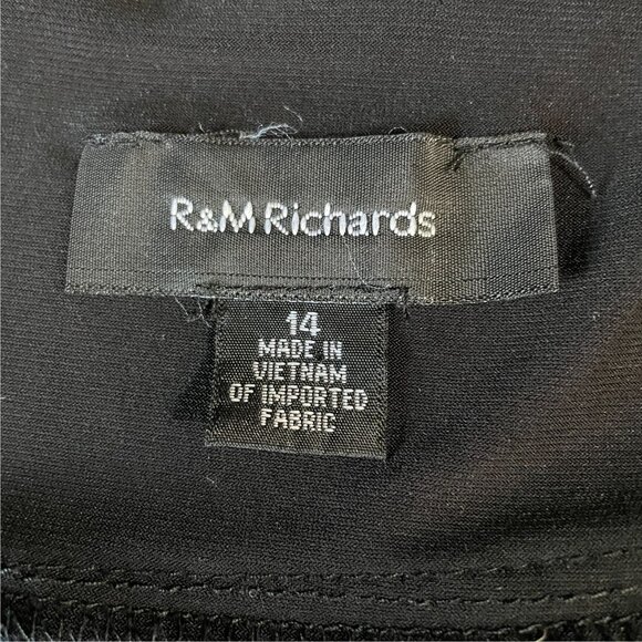 R M Richards Black Blue Sleeveless Fit Flare Midi Dress SZ 14 Elegant Wedding - Picture 3 of 9